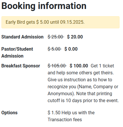 booking info